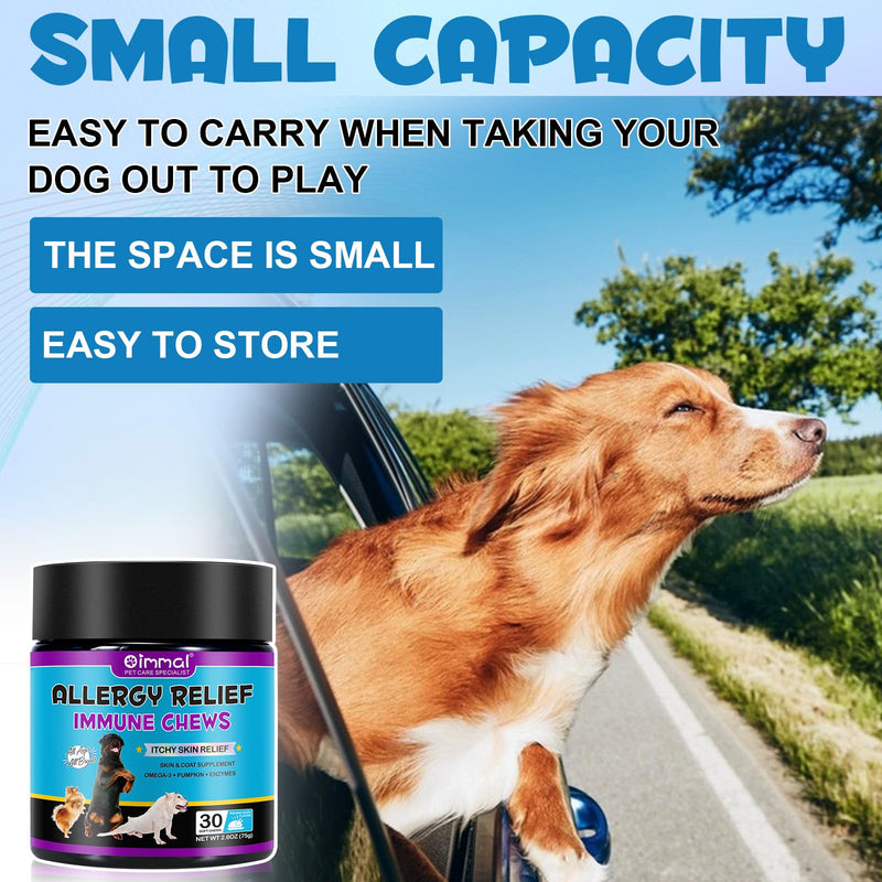 Itch Immunity Treats For Dogs, 30 Chews Itch Relief For Dogs,Peking Duck Flavor,Soothe Itchy Skin, Paws, Eyes, Ears,Stop Itching, Licking, Supports Seasonal Itching