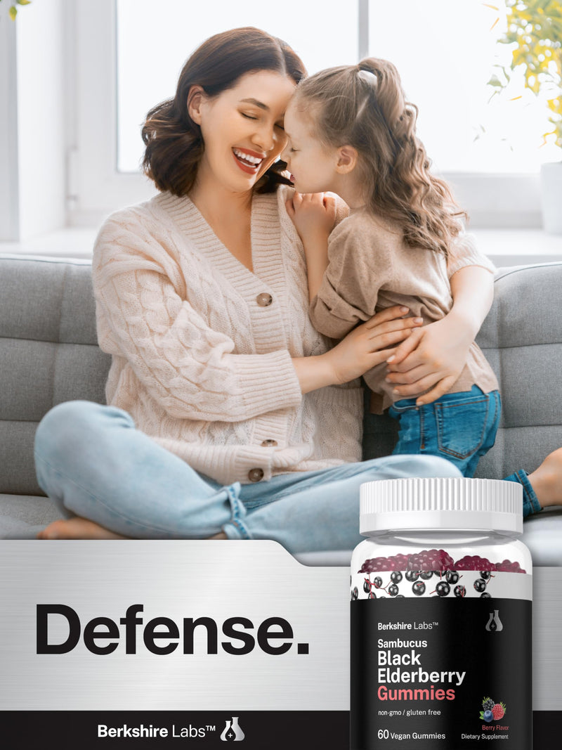 Horbäach Sambucus Black Elderberry Gummies | 60 Count | with Zinc and Vitamin C | Berry Flavor | Vegan, Non-GMO, Gluten Free Extract for Adults | by Berkshire Labs