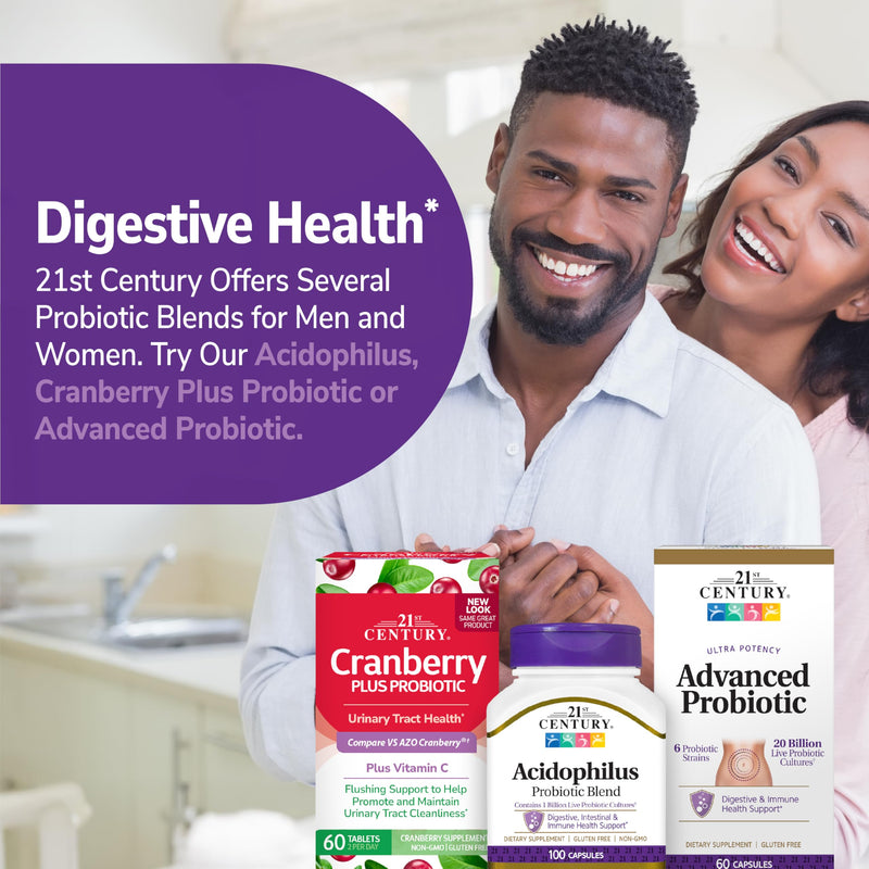21st Century Acidophilus Probiotic Blend Capsules, 100 Count | Daily Probiotic with Lactobacillus Acidophilus & Inulin Prebiotic, Digestive & Immune Health Support, Everyday Gut Balance 1