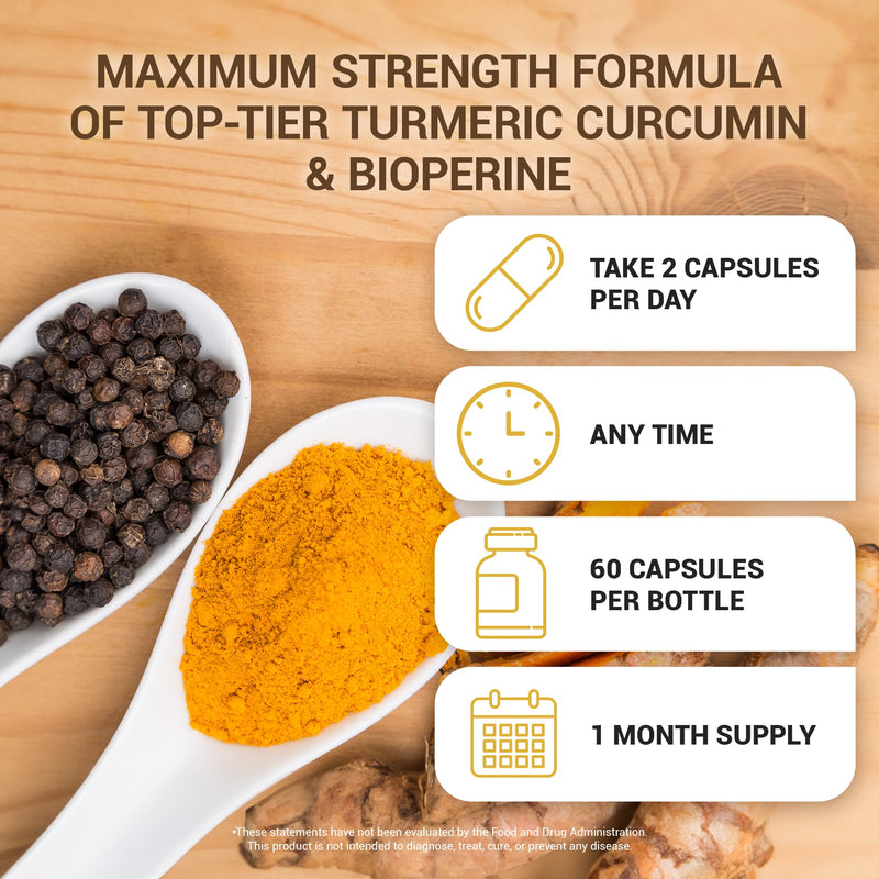 Dr. Berg (Only 2 Per Day) Turmeric Supplement with Black Pepper (BioPerine) - 1350 mg Turmeric Curcumin Supplement with 95% Curcuminoids – Turmeric Curcumin with Black Pepper – 60 Turmeric Capsules - BeesActive Australia