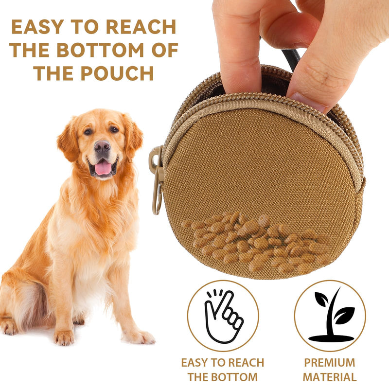 2 Pack Dog Treat Pouches, Small Portable Training Walking Treat Bag for Puppies with Clasp Reusable Pet Treat Container, Zipper Closure to Avoid Spilling, Travel or Outdoor Use(Khaki) - BeesActive Australia