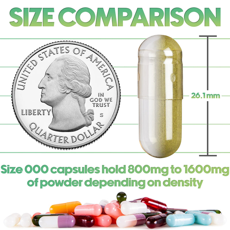 XPRS Nutra Vegan Size 000 Separated Capsules- 500 Count Premium Empty Caps Separated in Bags - Clear Empty Capsules - 000 Pills for DIY Supplement Filling 500 Count (Pack of 1)