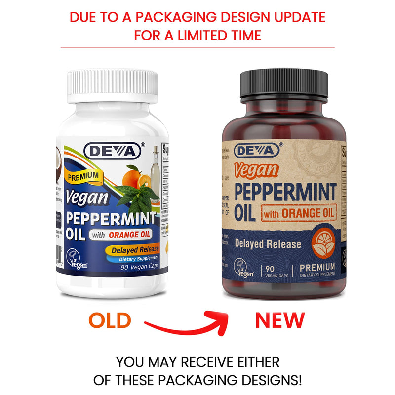 DEVA Nutrition Premium Vegan Peppermint Oil with Orange Oil, Delayed Release, 90 Capsules, 1-Pack 90 Count (Pack of 1) - BeesActive Australia