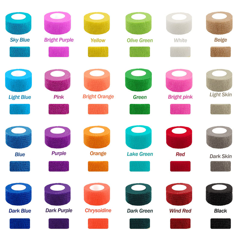 BQTQ 96 Rolls Self Adhesive Bandage Wrap Tape 1 Inch Self Adherent Wrap Self Stick Bandage Athletic Wraps Tape Stretch Bandages for Wrist Ankle Swelling Sprains (Rich Color) Rich Colors - BeesActive Australia