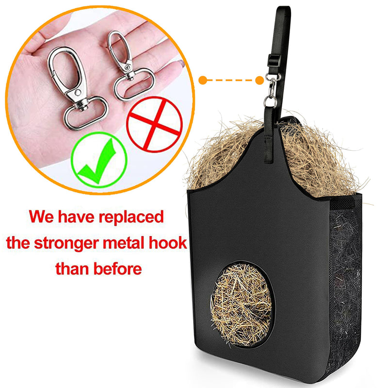 INKNOTE Hay bag Hanging goat feeder tote bag Feeder hay slow Premium oxford cloth with metal ring and adjustable strap for horses donkeys cows alpacas ostriches or other animals(Black) black-1 - BeesActive Australia
