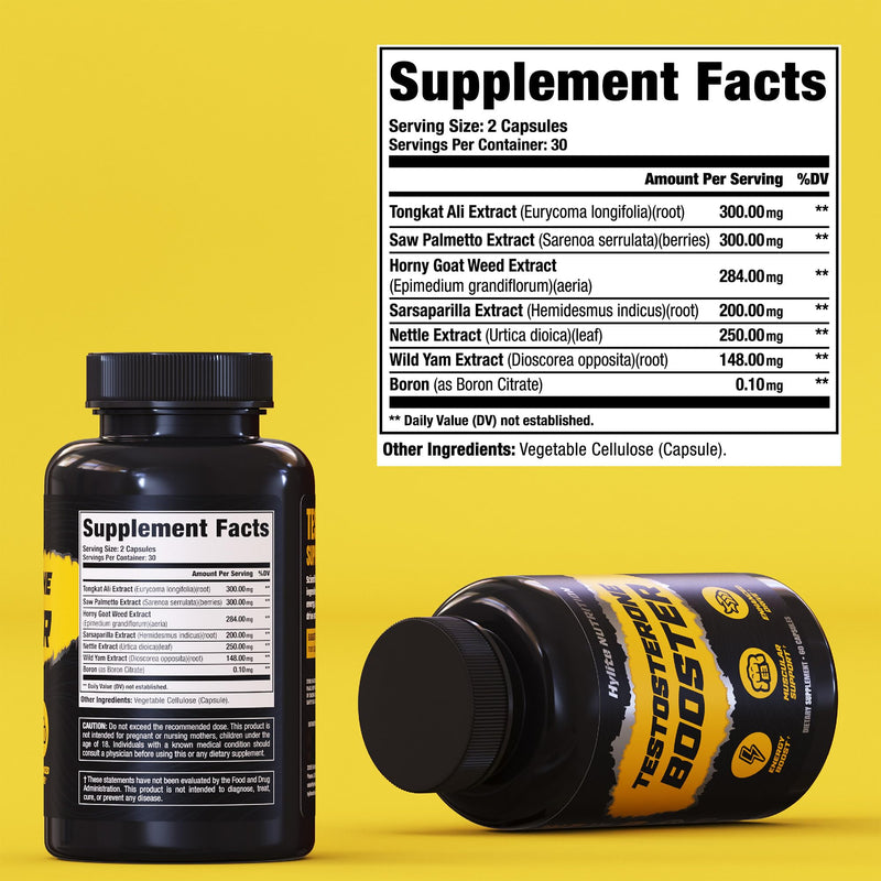 Testosterone Booster for Men - Male Enhancing Supplement for Muscle Growth | Boost Stamina, Strength, Energy, Endurance - Helps Improve Fast Acting Blood Flow - Workout & General Wellness Pills - 2 PACK