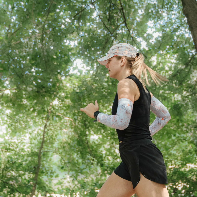 Sprints Compression Arm Sleeves - Running, UV Protection, Thermal Regulating, Moisture-Wicking, Breathable for Men & Women Small-Medium Setting Sun Evaporated Ventilation