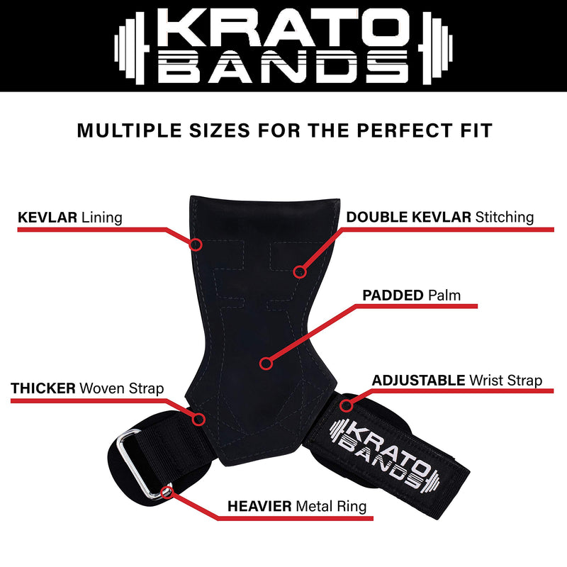 Krato Kevlar Lined Versatile Lifting Straps | Grips Bands Black Small