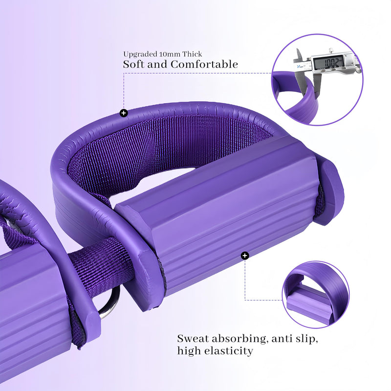 Adjustable Foot Pedal Resistance Band, Durable Foot Pedal Resistance Trainer with Bag. Multifunctional Pedal Puller Resistance Rope with Handles. Fitness Equipment for Women and Men. Purple.