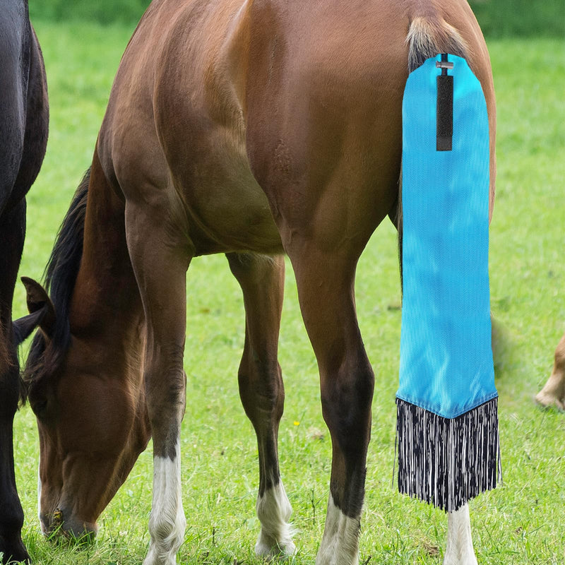 2Pcs Horse Tail Bag with Fringe & Snap, Smooth Lightweight Adjustable Fastener Nylon Horse Tail Bag with Fringe, Easy to Wear and Wrap (Blue) - BeesActive Australia