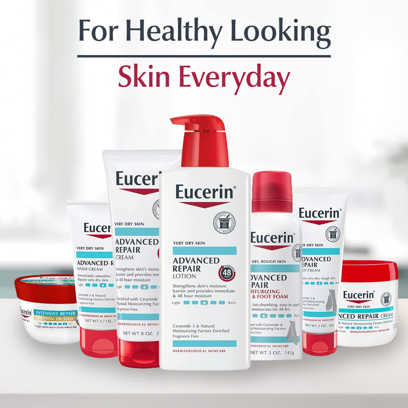 Eucerin Advanced Repair Foot Cream for Dry Feet and Heels, Repairs Very Dry, Rough Skin, Fragrance Free, Non Greasy, Fast Absorbing, Travel Size Lotion, 3 Oz Tube, Pack of 3 - BeesActive Australia