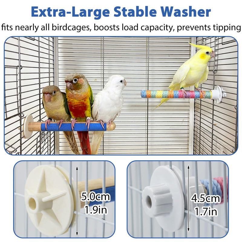 Natural Wood Bird Perch Stand & 2Pcs Bird Perch for Cage, Intelligence Puzzle Platform with Embedded Quartz Claw Care for Conure Cockatiel - BeesActive Australia
