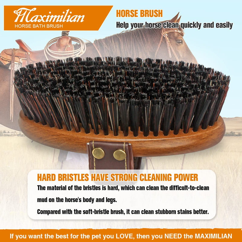 MAXIMILIAN World Class Handmade Equine Stiff Body Horse Brush. Professional Equine Grooming Tools. Effortlessly Removes Mud, Sweat and Dirt from Your Horses Hair. brown - BeesActive Australia