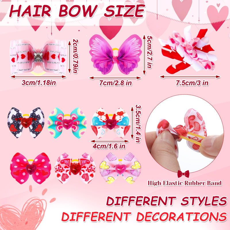 Reginary 70 Pcs Valentine's Day Dog Bow Ties Pet Cat Dog Collars Neckties Set Adjustable Puppy Neck Tie Holiday Flower Heart Butterfly Rhinestone Dog Bows Grooming Accessories for Puppy Cat Supplies - BeesActive Australia