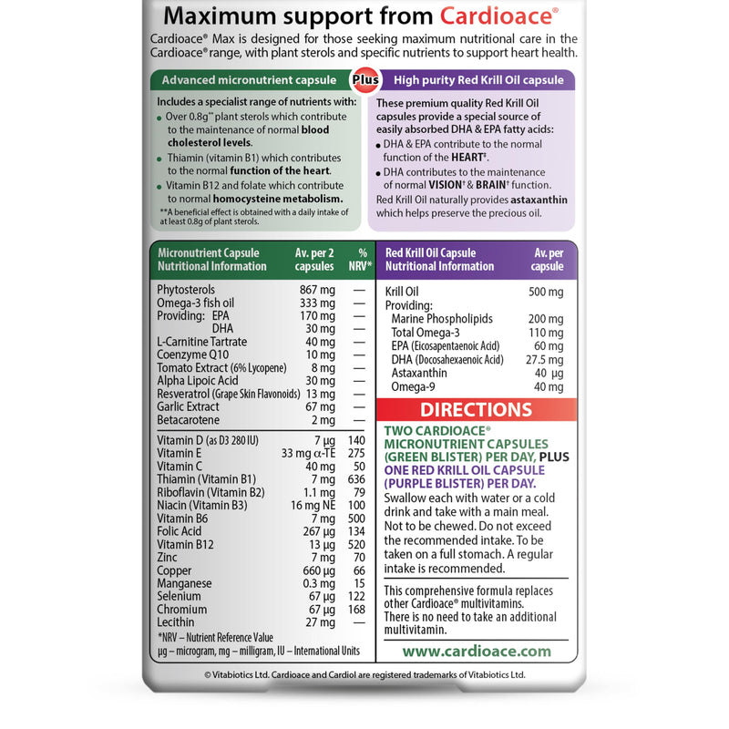 Vitabiotics Cardioace Max. 84 Capsules.