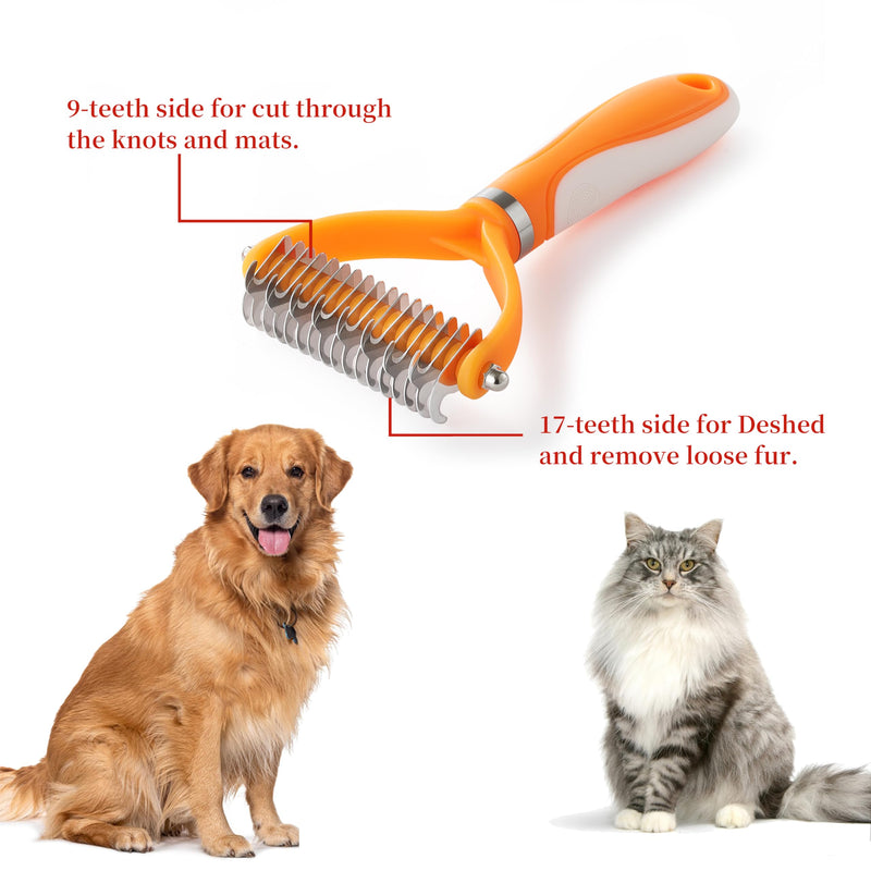 Pet Grooming Brush and Self Cleaning Slicker Brush, Dog Brush Cat Brush for Shedding, Undercoat Rake for Dogs & Cats, Deshedding Dematting Brush for Dogs & Cats, Brushes for Long Haired Pets - BeesActive Australia