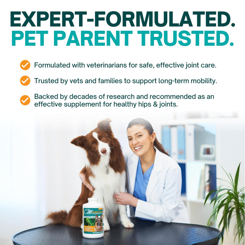CM Joint Care for Dogs | Advanced Hip & Joint Support Supplement with Cetyl Myristoleate (Omega 5), Glucosamine & Hyaluronic Acid | Mobility & Comfort Support | 120 Tasty Chewable Tablets