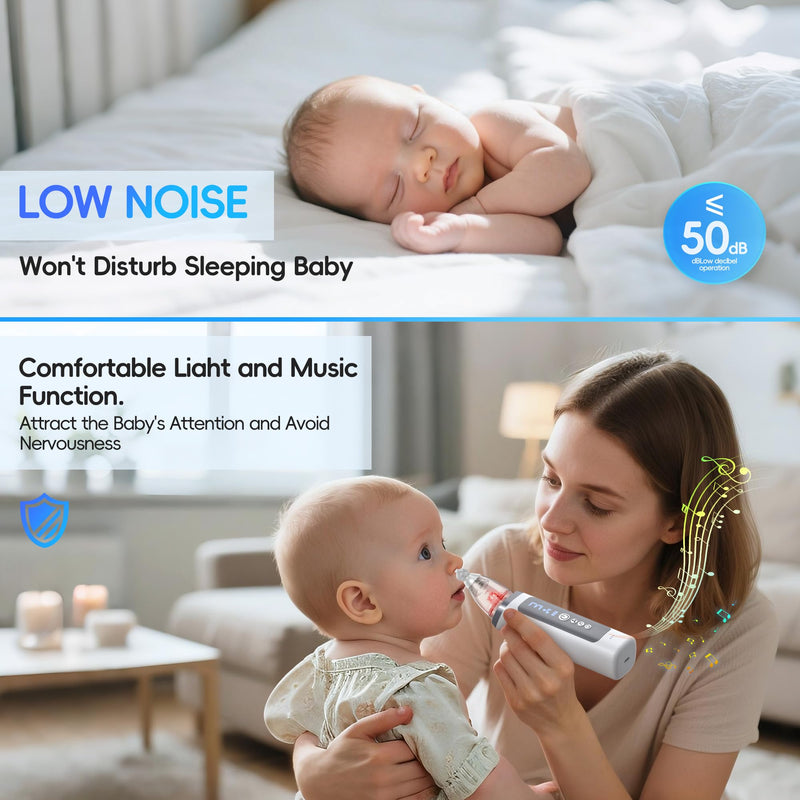 Nasal Aspirator for Baby, Electric Nose Sucker for Baby & Toddler, Congestion Relief with 3 Levels Suction,Soothing Light & Nursery Rhymes (Large A) Large A