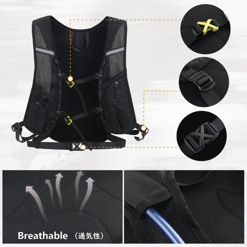 JEELAD Hydration Backpack Running Vest for Women and Men for Hiking Trail Running Gear Cycling Marathon C-Black(18L)-with 2L EVA Water Bladder One Size