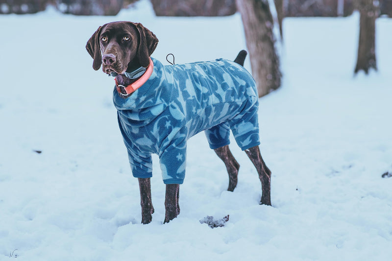 ROZKITCH Dog Winter Coat Soft Fleece Pullover Pajamas, Pet Windproof Warm Cold Weather Jacket Vest with Luminous Zipper, Jumpsuit Apparel Outfit Clothes for Small Medium Large Dog Shark XL XL(Back Length:21.2") Blue-shark - BeesActive Australia