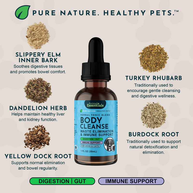 Animal Essentials Body Cleanse Liver Support for Dogs & Cats, 2 fl oz - Made in USA, Alcohol Free, Healthy Immune System 2 Fl Oz (30 ml)
