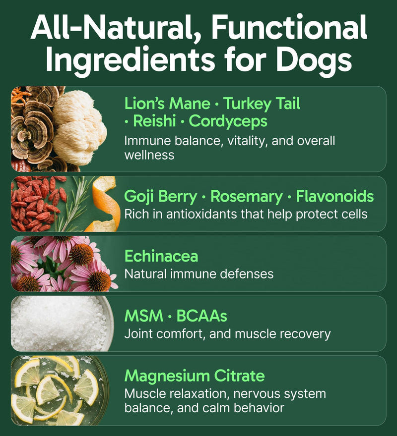 K9 Immune, All-Natural Mushroom Powder for Dogs for Immunity, Digestion, Joints, & Energy, Antioxidant-Rich & USA-Made, Dog Immune Support with Turkey Tail Mushroom for Dogs, 30 Servings