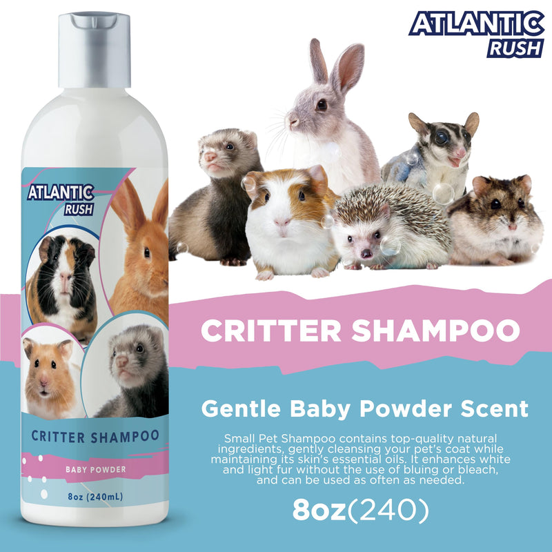 Critter Shampoo for Small Pets - 8oz Small Animal Baby Powder Scented Shampoo - Pet Shampoo for Small Critters Including Ferrets, Guinea Pigs, Rabbits, Hedgehogs, Hamsters & Sugar Gliders - PawsPlanet Australia