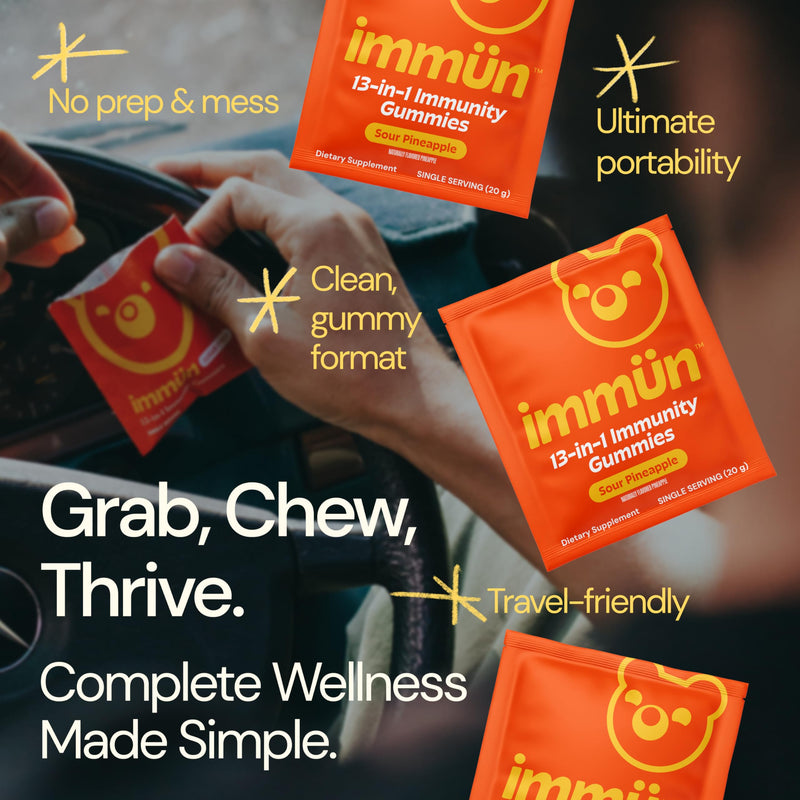 Grüns Immun Immunity Gummies with Vitamin C, Daily Immune Support, 28 ct | Ashwagandha, Prebiotic Fiber, Elderberry, Turmeric, Black Pepper, Vitamin D3 for Comprehensive Immunity Low Sugar 28 Count (Pack of 1)
