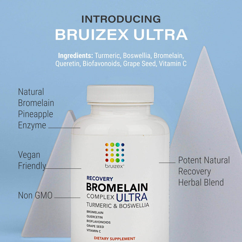Bruizex Ultra Bromelain and Quercetin Bruising Relief Supplement, 120 Capsules | Bruised Skin, Trauma Recovery and Swelling Surgery Supplements | Contains Bromelain, Quercetin, Turmeric and Boswellia - BeesActive Australia