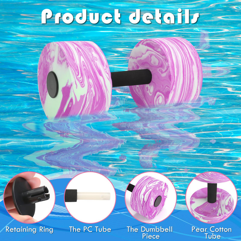 Aquatic Exercise Dumbbells, 2PCS Aqua Fitness Barbells, High-Density EVA-Foam Dumbbell Set, Pool Weights Dumbbells Set for Water Aerobics Weight Loss, Pool Fitness, Water Exercise Pink - BeesActive Australia