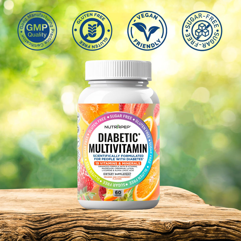 NutraPep Premium Multivitamin Chewable Gummies for Women & Men - Sugar-Free & Gluten Free Supplement Vitamins - Calcium Magnesium Zinc Manganese Thiamine Biotin…