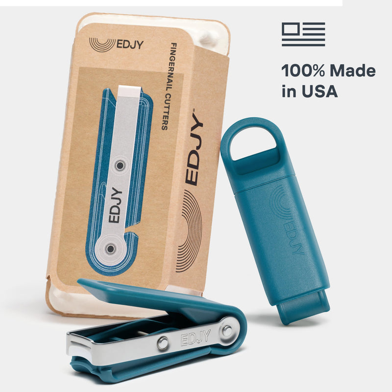EDJY Fingernail Cutter - Precision Stainless Steel Nail Cutter for Fingernails | Sharp Blade, Ergonomic Design, Durable & Rust-Resistant | Ideal for Men and Women EDJY Blue | 2-Pack Edjy Blue (2-pack)
