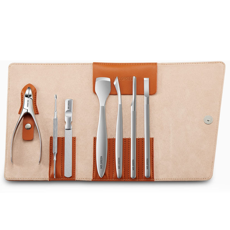 MR.GREEN Pedicure Knife Set Professional Ingrown Toenail Clippers Foot Care Tools Stainless Steel Nail Cuticle Nippers Remover Kits (7 Pcs Set) 7 Pcs Set - BeesActive Australia