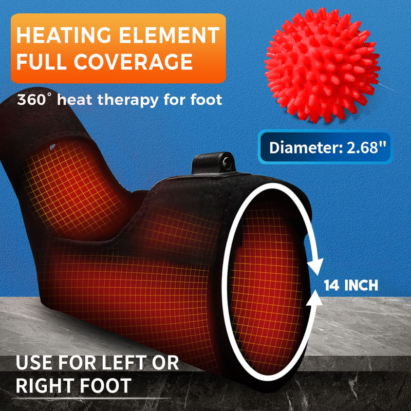 sticro Ankle Heating Pad for Achilles Tendonitis and Plantar Fasciitis Relief, Heated Ankle Brace Foot Heating Pad Wrap with Massage Ball for Sprained Ankle, Arthritis Foot Heel Pain Relief (Black) Black