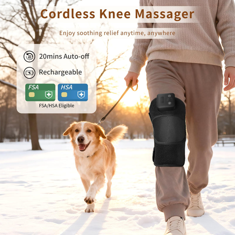 Nekteck Knee Massager with Heat - Cordless Heated Knee Brace with Vibration for Pain Relief, Rechargeable Knee Heating Pad with 5 Heat Levels and 3 Massage Mode, Ideal Gift for Mom Dad MD-KP03 - BeesActive Australia