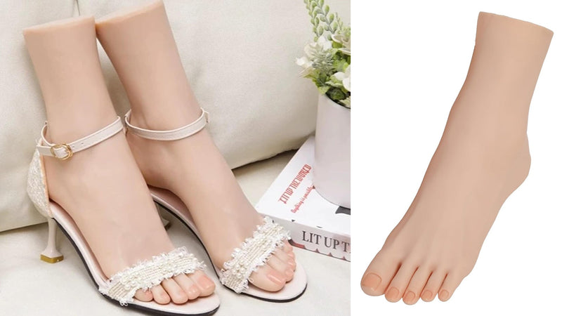 Practice Foot Model Soft Realistic Silicone Flexible Bendable Model Manicure Tool Fake Nail Foot for Nail Tips Art Training for Home Salon DIY (Left) Left