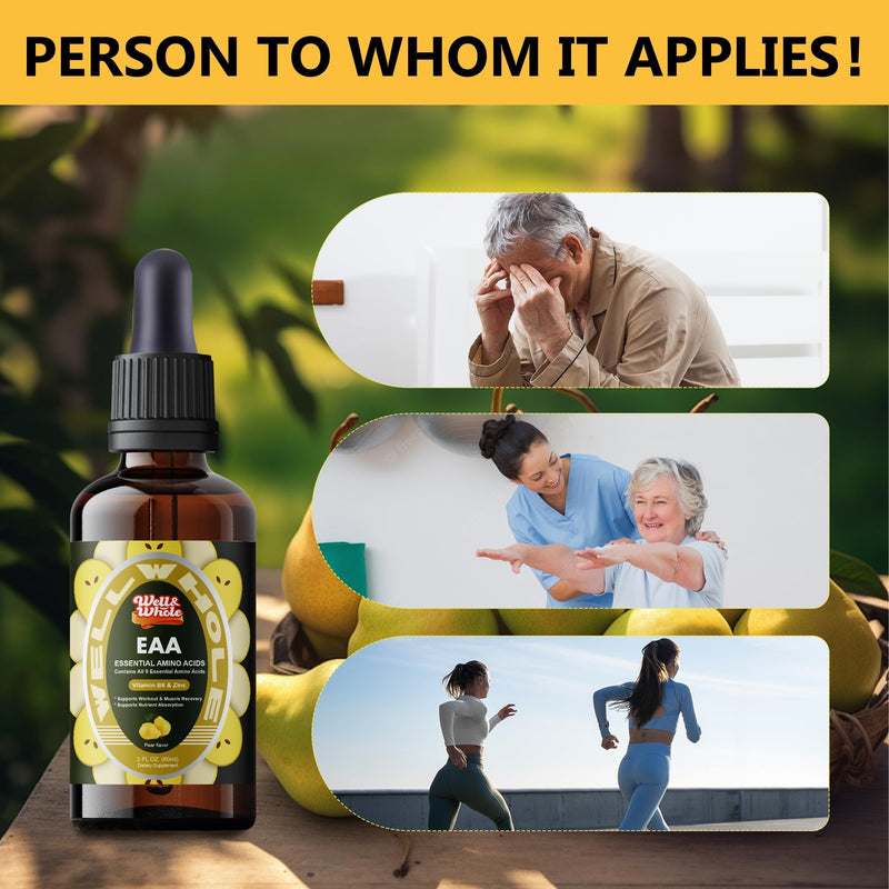 Well&Whole Essential Amino Acids Liquid Drops, EAA Supplement for Recovery | All 9 EAAs | Fast-Absorbing Liquid | Muscle Recovery | Workout Support | Easy Daily Drops