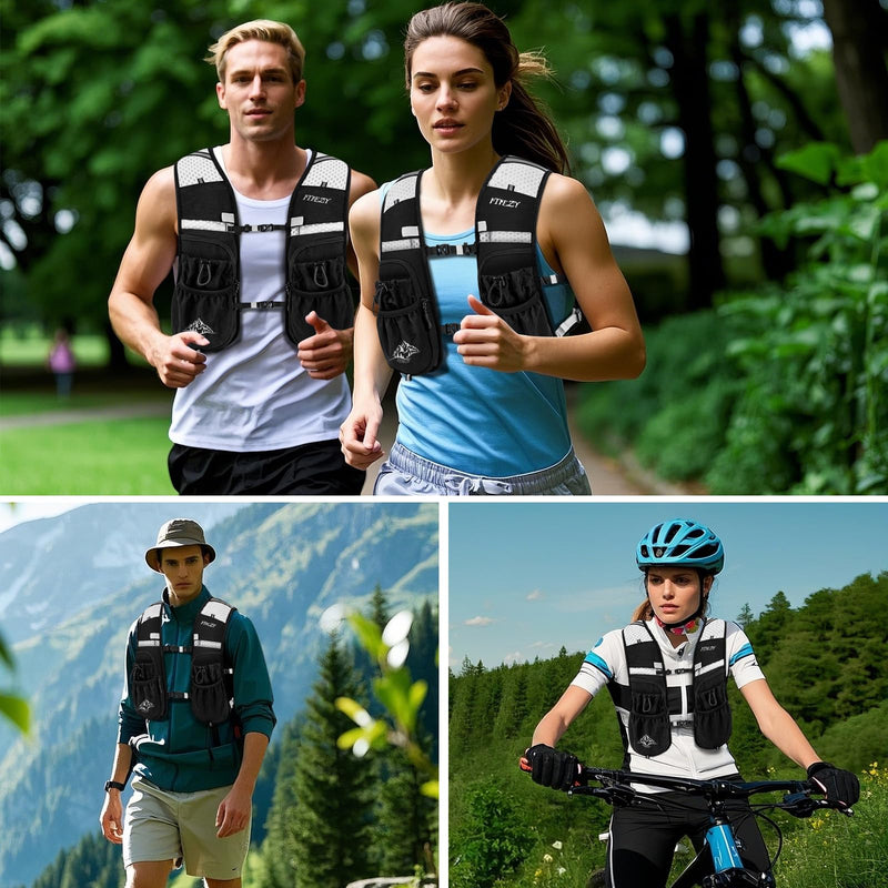 Running Hydration Vest for Women Men - Waterproof Running Water Backpack Hydration Pack with 12 Pockets, Lightweight Water Vest for Hiking Trail Cycling Marathon Race Black-Only Vest Medium - BeesActive Australia