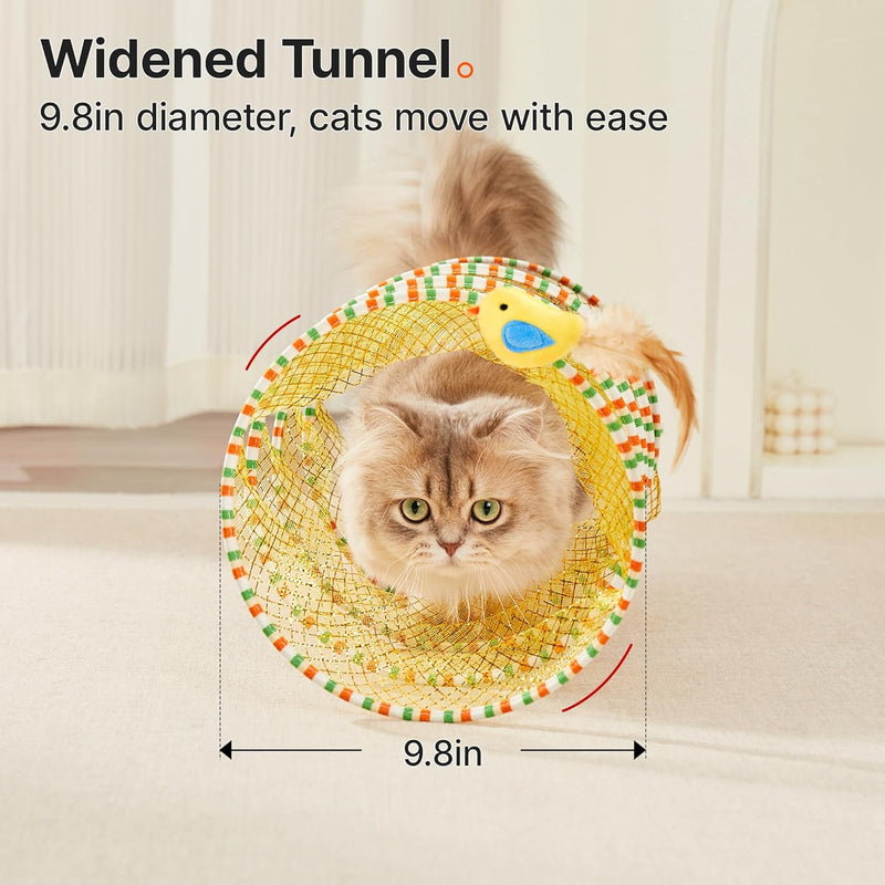 Potaroma Spiral Tunnel Cat Toy, Self Play Cat Play Spiral Kitten Tunnel Toy, Collapsible Spring Tunnel Toy for Indoor Cats with Feather and Bell, 20 Inches Unfolded - BeesActive Australia
