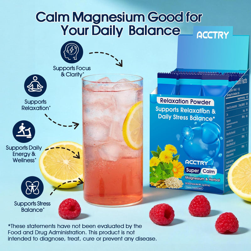 Super Calm,Cortisol Reducer,Magnesium Complex(Glycinate, Malate & Taurate) for Women and Men,Ashwagandha Root Extract,Lemon Balm, Vitamin D3 & Zinc,No Sugar,30 Servings,Raspberry Lemonade Raspberry Lemon 30 Servings (Pack of 1)