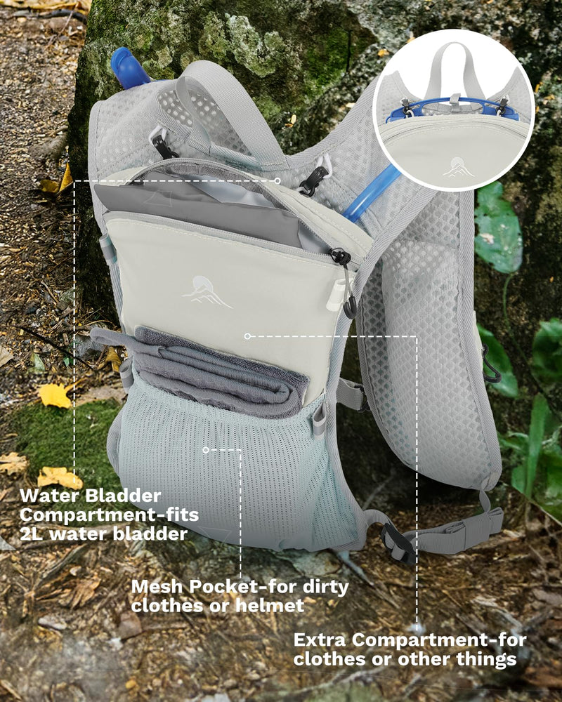 Running Vest for Women and Men, Hydration Running Backpack, Runners Vest, Hydration Vest, with Front Phone Holder, Adjustable Chest and Waist Strap Gray White Bladder and Backpack