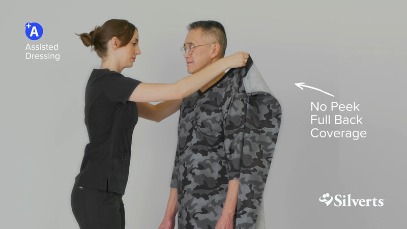 Silverts Men's Adaptive Open Back Hospital Gown, Assisted Dressing Apparel 3X-Large Classy Camo