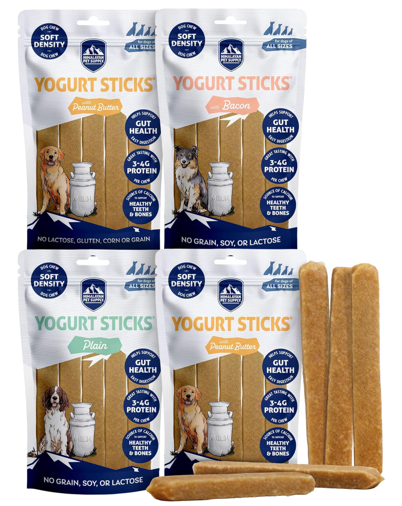 Himalayan Dog Chew Yogurt Sticks, Mixed Flavors, Dog Treats with Prebiotics, Probiotics & Protein, Digestive Support, Lactose & Gluten Free, Natural Dog Treat for All Breeds, Made in America, 4pk Variety Pack 4.8 Ounce (Pack of 4)