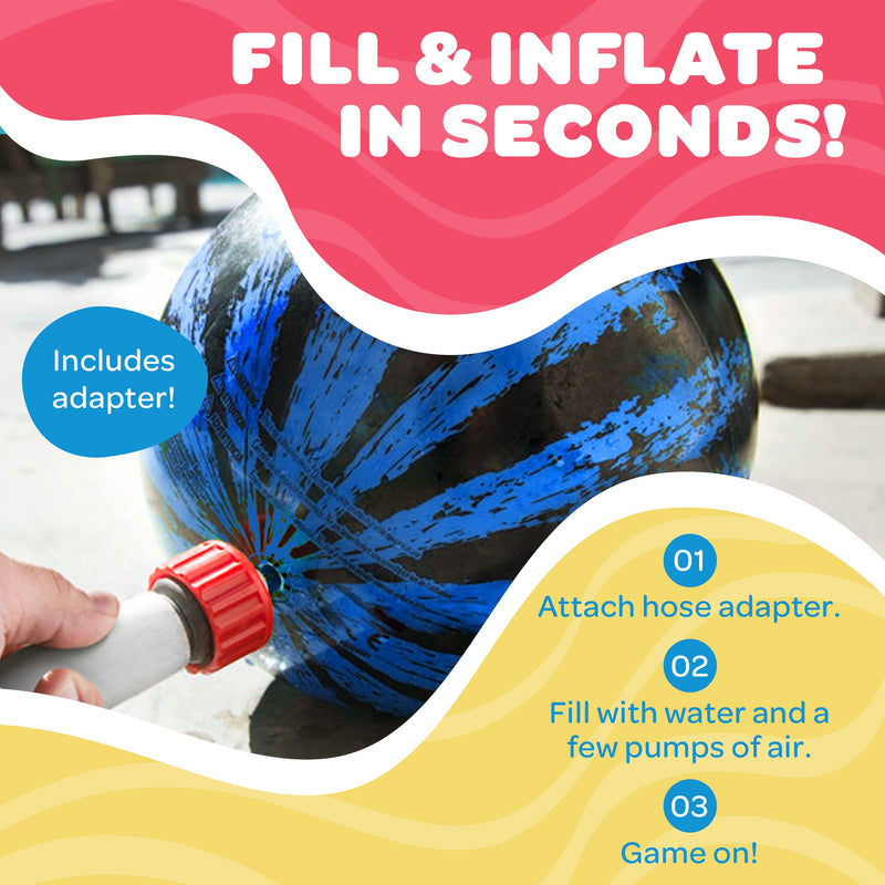 Watermelon Ball – The Ultimate Swimming Pool Game for Under Water Passing, Dribbling, Diving and Pool Games for Teens, Kids, or Adults, Balls Fills with Water, Blue, 9 inches 9" 9" Blue