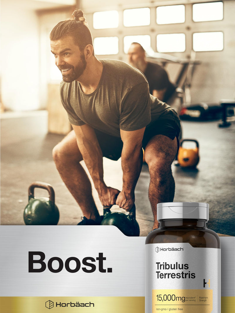Horbäach Tribulus Terrestris for Men 15000mg | 180 Capsules | Maximum Strength | Non-GMO, Gluten Free Extract Supplement 180 Count (Pack of 1) - BeesActive Australia