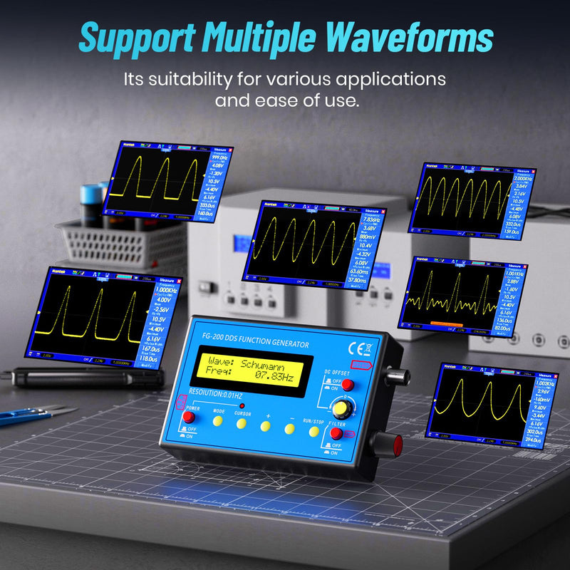 1Hz-500kHz DDS Signal Generator with Schumann Resonator, Portable Multifunction Waveform Generator with AC/DC Power, Ideal for Oscilloscope Calibration, Audio Testing, and Stress Relief - BeesActive Australia