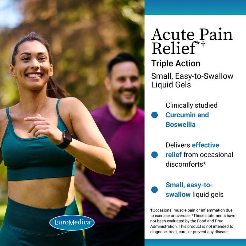 Euromedica Triple Action - 60 Softgels - with Clinically Studied Curcumin & Boswellia - Non-GMO - 30 Servings