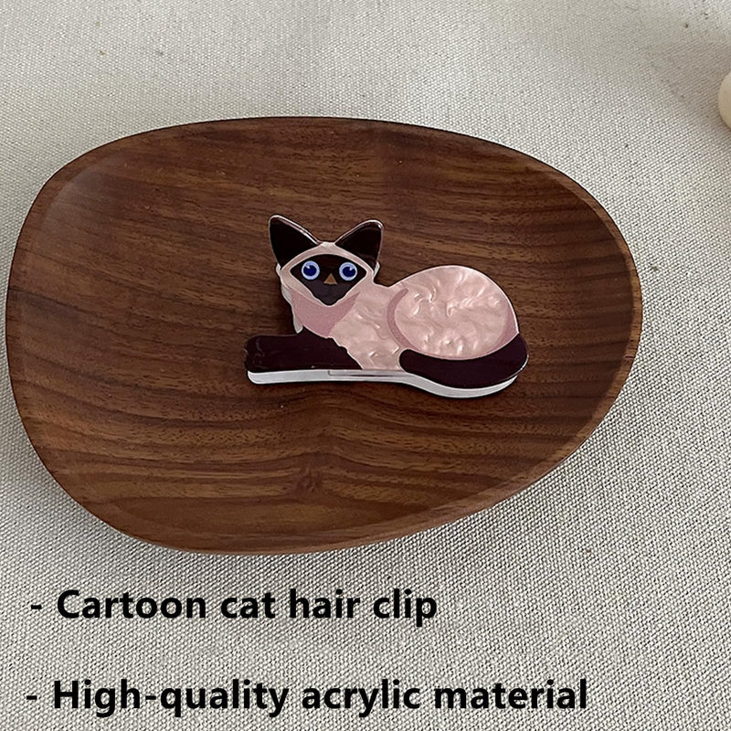 Cartoon Cats Hair Claw Skincare Hair Clip Hair Jaw Clip Elegant Wedding Party Styling Hair Clamp for Women Girls, Siamese cat