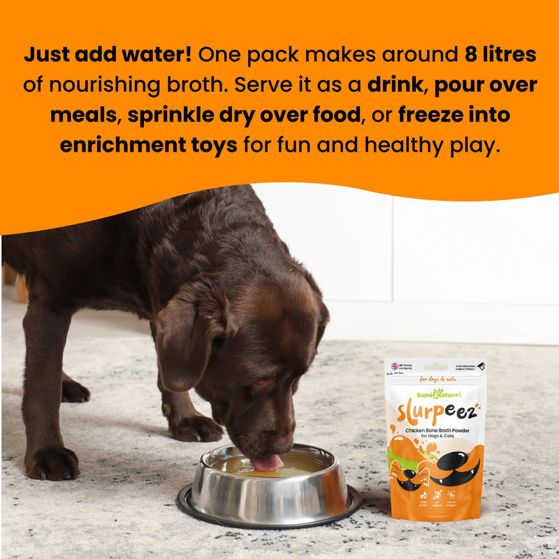 Supernature Slurpeez Chicken Bone Broth Powder for Dogs & Cats 250g | 100% Pure Single Protein Chicken for Dogs & Cats, Food Topper for Picky Eaters, Enrichment, Collagen, Joint & Gut Health
