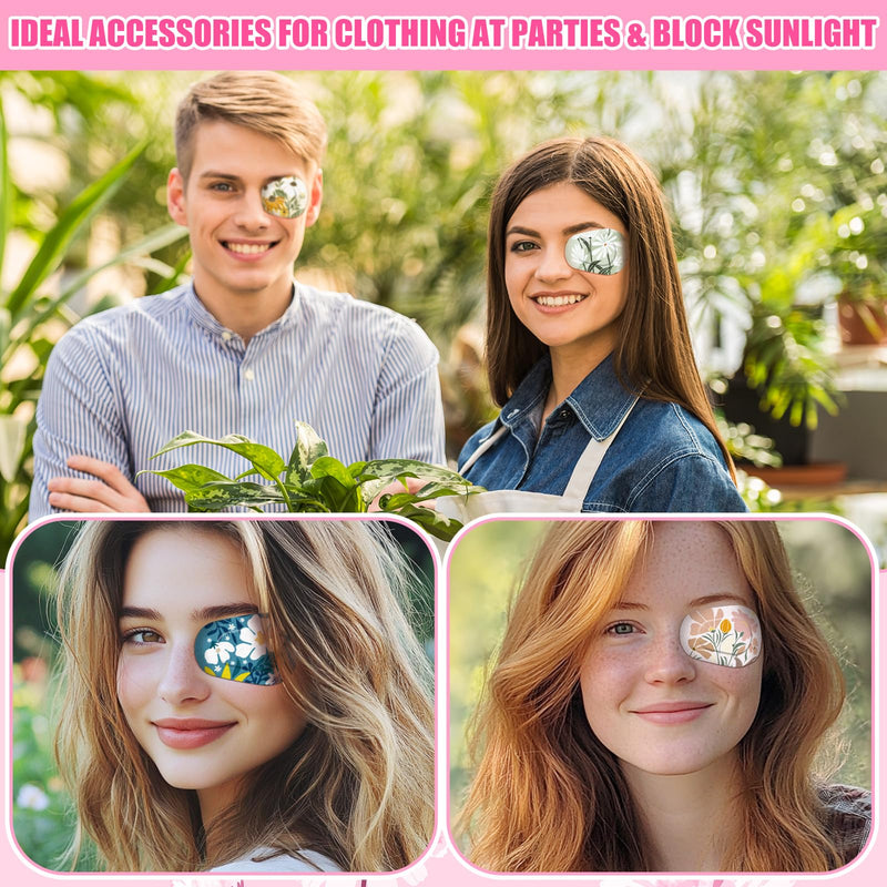 Geiserailie 50 Pcs Disposable Eye Patches for Adults with 5 Styles Vintage Boho Flower Designs Gentle Removal Eyepatches Adhesive Eyepatches for Lazy Eye Women Girl Gift - BeesActive Australia